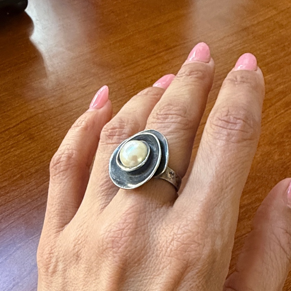 Silpada Lily Pearl Ring Sz 7